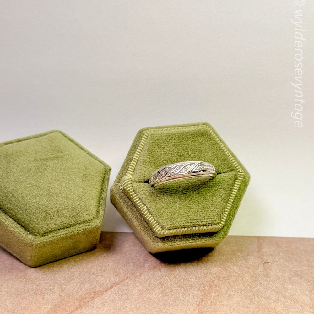 Diamond and Sterling Silver  Wedding Band